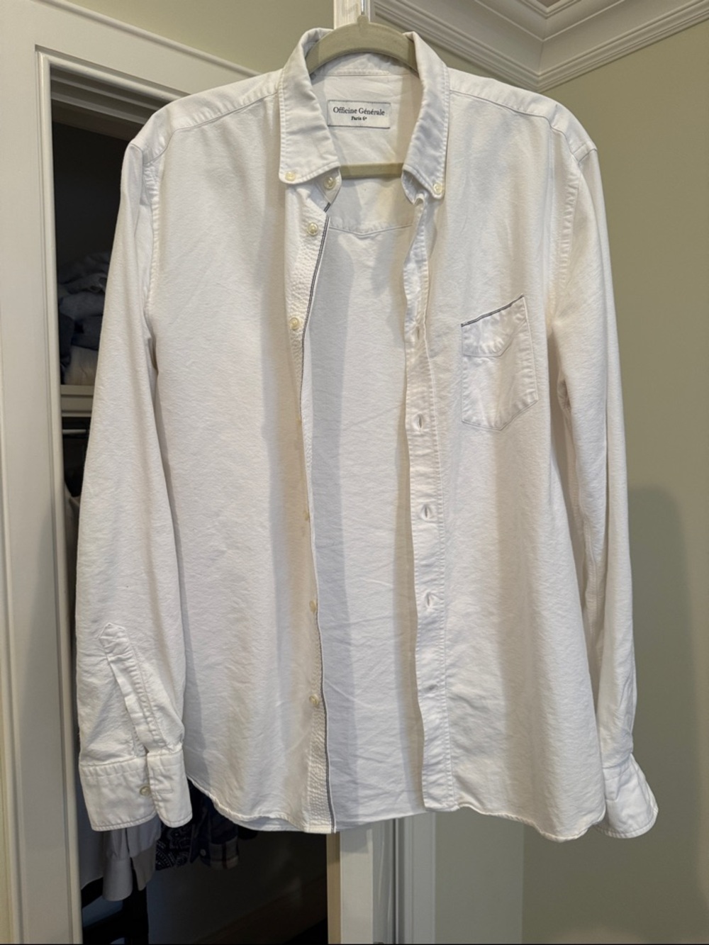 Officine Generale White Button-Down Shirt